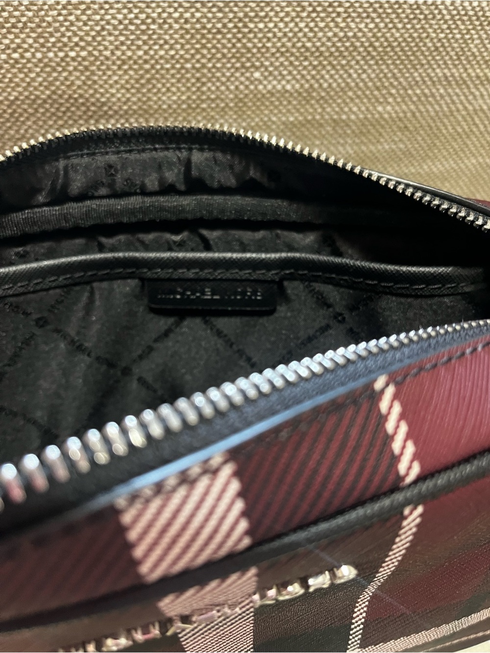 Michael Kors Jet Set Maroon Plaid Crossbody Bag - Picture 4 of 7